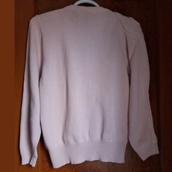 Franco Valeri designer art sweater, front, shoulder, arm, S, vintage 90s, pink - Picture 3 of 5